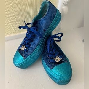 Converse Womens Miley Cyrus Blue Velvet Glitter Platform Sneakers Shoes  6.5